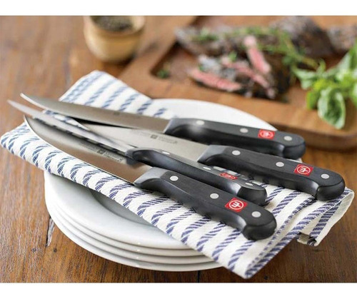 Juego 4 Cuchillos Para Carne Acero Inoxidable Wusthof Color Plateado