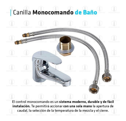 Imagen 2 de 10 de Canilla Monocomando Baño Griferia Metal Lavatorio Mezcladora
