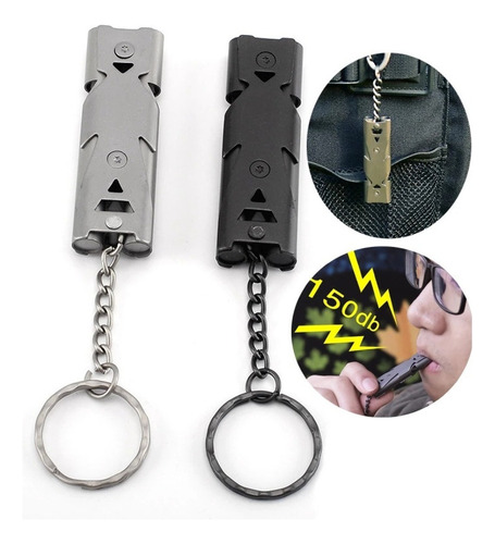 Llavero Con Silbato De Alto Decibelio, Accesorio De Acero
