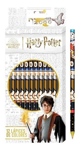 Lapices De Colores X 12 Largos Harry Potter Hp450