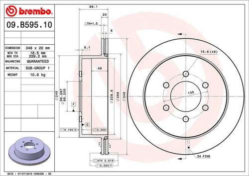 Disco De Freno / Lincoln Mark Lt Base 2006 - 2007 Trasero