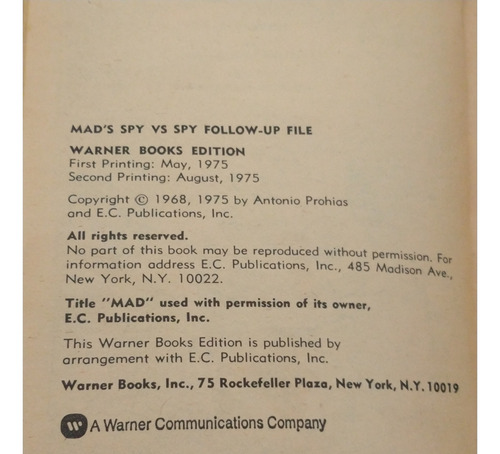 Mad's Spy Vs Spy Follow Up File #2 By Prohias (Usado)