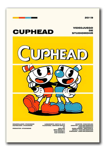 Cuadros Decorativos Cup Head Videojuego Game Ficha Data