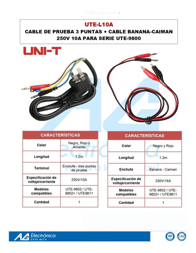 Cable Prueba 3 Puntas/cable Banana-caiman 250v 10a Utel10a