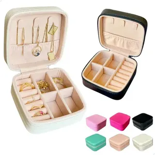 Kit 20 Porta Jóias Para Viagem, Caixa / Bolsa Com Ziper Anel Rosa