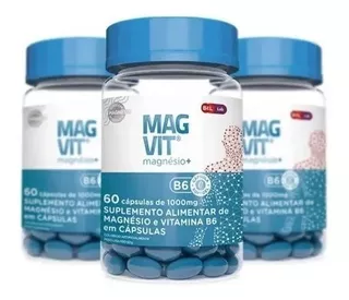 Magvit Magnésio + Vit B6 ( Kit 3x60 Cápsulas) Soft Gel