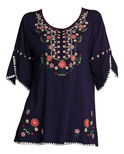 Ashir Aley Blusa Mexicana Estilo Bohemio Bordada Para Mujer