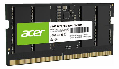 Memoria Ram Sodimm Ddr5 Acer Sd200 16gb 4800mhz Bl.9bwwa.412