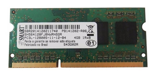 Memória Ram 4gb 1x4gb Smart Sh564128fj8nwrnsqr