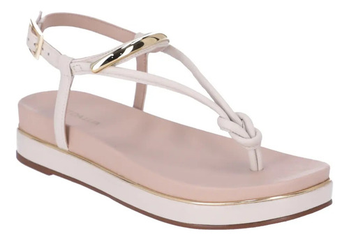 Sandália Couro Luz Da Lua Flatform Panna/saara - 58890400