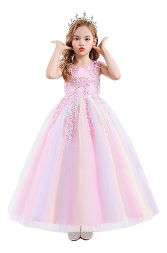 Vestido De Princesa Para Niñas Chaleco De Falda Fiesta Boda