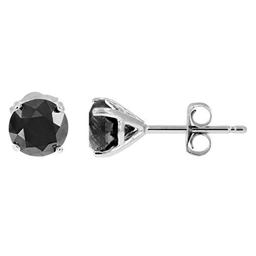 1.50 Cttw Black Diamond Stud Pendientes Martini Set 14k Oro