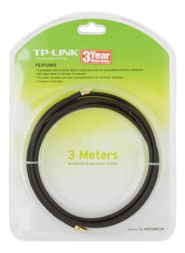 Cable Pigtail Sma Macho-hembra Extension Tp-link 3 Mts