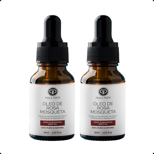 Kit 2 Óleos Clareador Hidratação Rosa Mosqueta 30ML Fragrância Rosas Puro