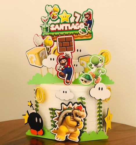 Kit Cake Topper Mario Bros Letrero Pastel
