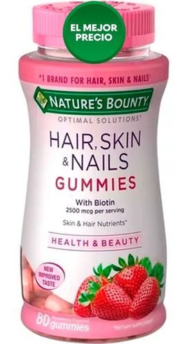 Hair Skin And Nails Natures Bounty Con Biotina 80 Gomitas   