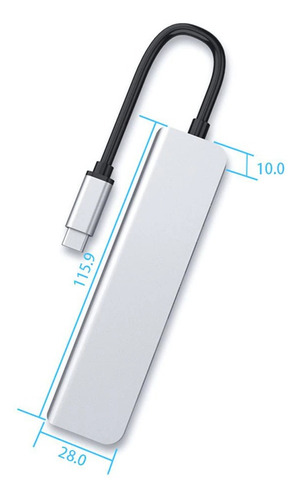Imagen 4 de 8 de Hub Adaptador Usb Tipo C Usb 3.0 6 En 1 Windows Macbook