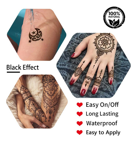 Temporary Tattoos Kit, 6pcs Semi Permanent Tattoo Paste Cone