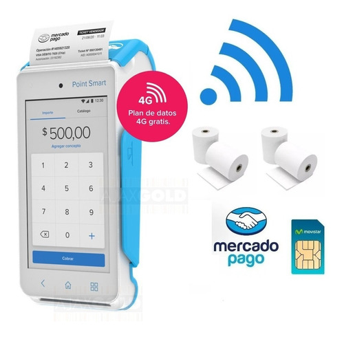 Mercado Point Smart Lector Tarjetas 4g Libre Wifi + Stickers