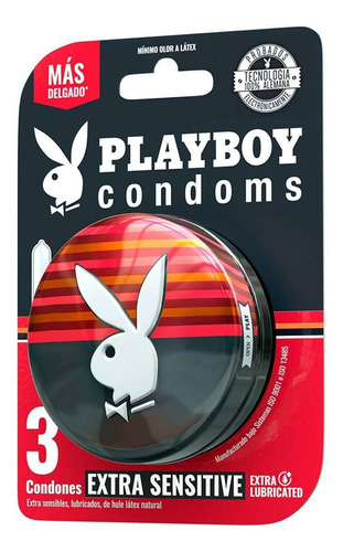 3 condones de látex Playboy extra sensitive