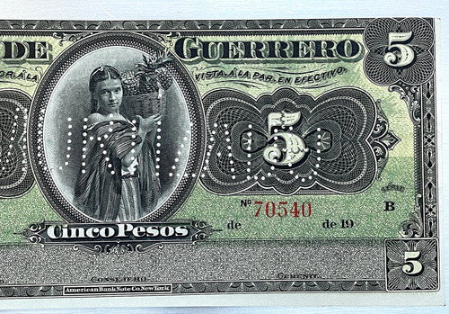 Billete 5 Pesos Banco De Guerrero, De 19 Serie B Amortizado (Usado)