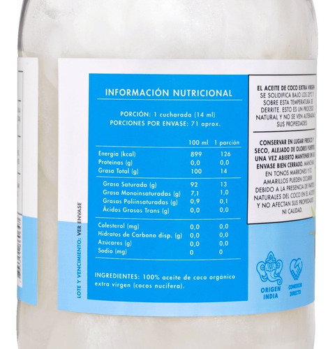 Natural Aceite De Coco Orgánico 1 Lt - Manare