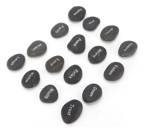 Piedras Grabadas Para Meditación, 16 Unidades, Runa Negra Ma