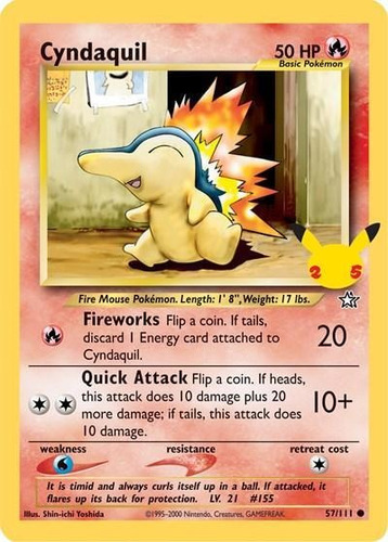Cyndaquil Carta Pokémon Original Jumbo+10 Cartas Comunes 