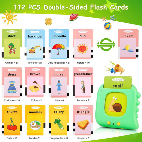 Tarjetas Flash Parlantes Beefox, Juguetes De Aprendizaje Par