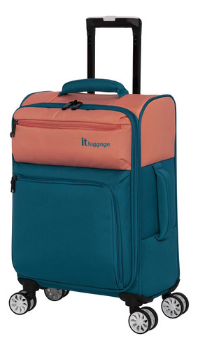 It Luggage Maleta Giratoria De 8 Ruedas De 22 Pulgadas De D. Color Melocotón / Verde Azulado Marino