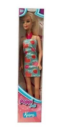 Muñeca Kiara Articulada Poppi Doll B150 Vestido Celeste