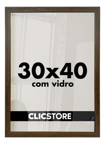 Kit 3 Moldura 30x40 Quadro C/ Vidro Poster Porta Certificado Cor Tabaco Liso