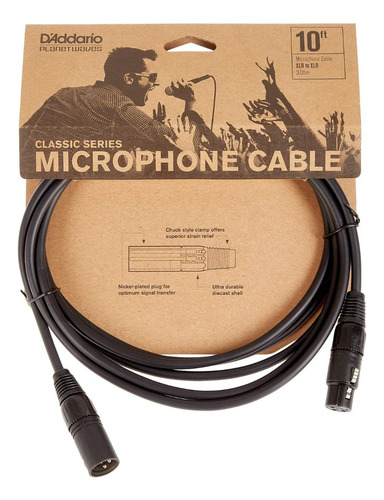 Cable Micrófono Xlr 3m Pw-cmic-10 Planet Wave Daddario