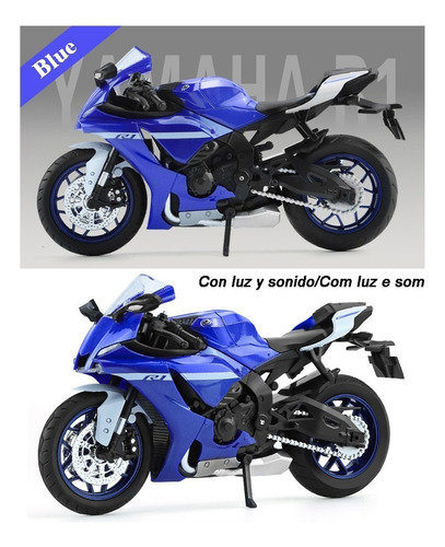 Yamaha Yzf R1 Miniatura Metal Moto Con Base Exhibición 1/12