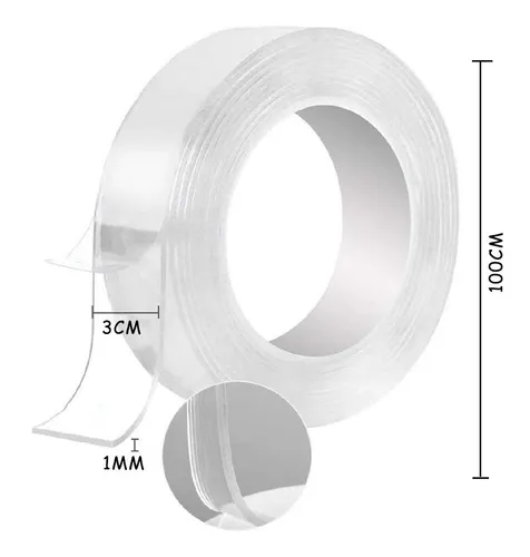 Imagen 1 de 7 de Cinta Doble Faz Transparente Lavable 1mx3cm Iluminaras