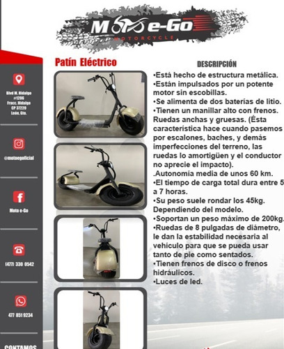 Imagen 2 de 10 de Scooter Electrico (patin Electrico)