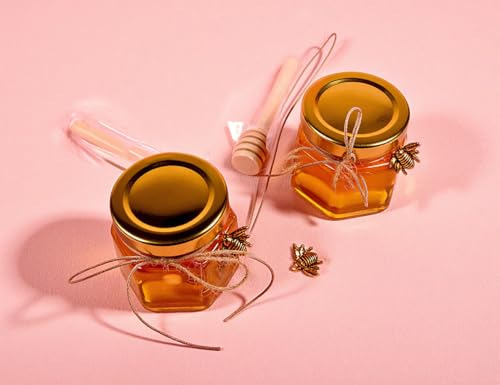 Adabocute 2 Oz 15 Paquete Hexagon Mini Glass Jars Con Cuchar