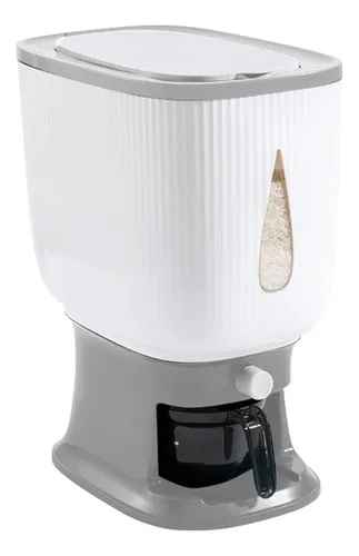 Dispenser Per Cereali Con Tazza, Contenitori Per Cereali Con 3 Scomparti, Dispenser Di Riso E Cereali Di Grande Capacità Da 5 L, Dispenser Rotante A 360° Per Riso, Fagioli, Avena, Orzo, Mais