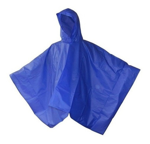 Impermeable Poncho O Capa Con Manga Azul Rey