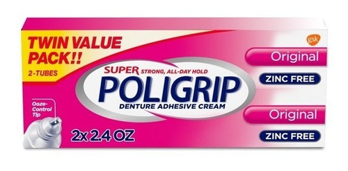 Super Poligrip Twin Pack Crema Adhesiva Dental Americana