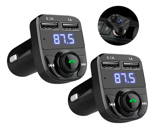 2×transmisor Receptor Audio Estéreo Fm Bluetooth Mp3 P/auto