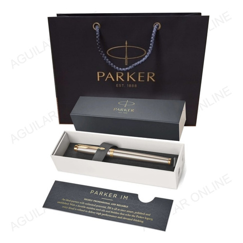 Lapicera Pluma Parker Im Acero Con Dorado Apta Grabado