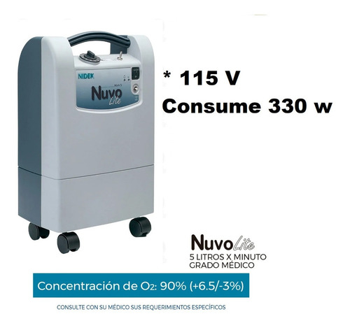 Imagen 5 de 9 de Concentrador De Oxigeno Nuvo Lite Nidek Medical 5 Litros