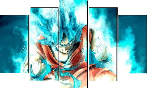 Goku Blue Dragon Ball Super Cuadro 5 Piezas. Textura Canvas | Meses sin  intereses