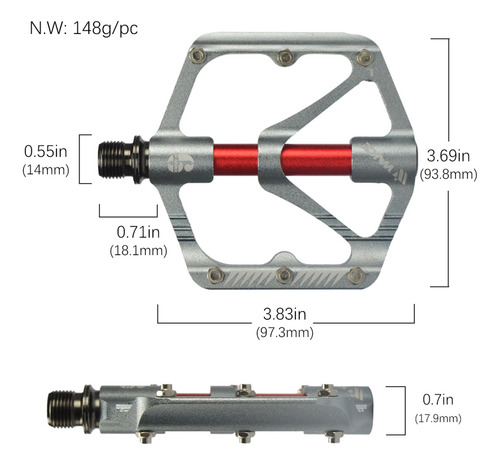 Pedais Wake Bike Pedal Plano Com Rolamento Selado Para M