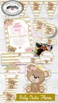Comprar Kit Imprimible Baby Osita Flores Invitación Candy Bar