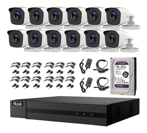 Kit Seguridad Hikvision Dvr 16ch 1080p + 12 Camaras 2mp +1tb