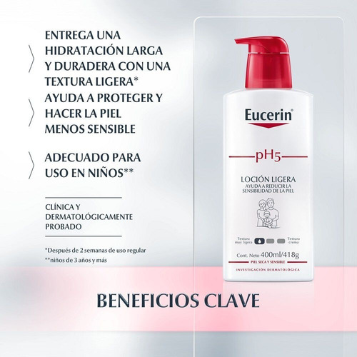 Eucerin Ph5 Loción Corporal Ligera 400ml Reduce Sensibilidad