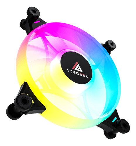Kit Ventoinha Acegeek Crystal, 5x120mm, Argb, Preto