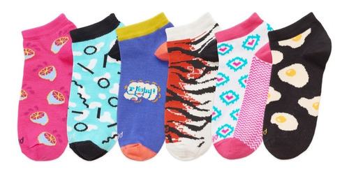 Imagen 2 de 5 de Pack X 6 Pares Soquetes De Mujer Estampados Floyd Art Mj-6